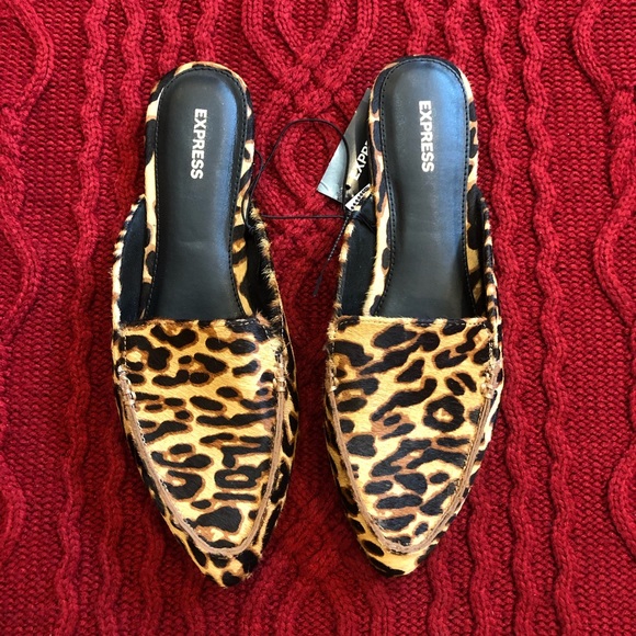 Express Shoes - NWT! Express Leopard Loafer Slide Shoes